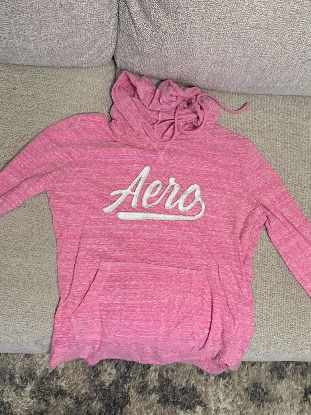 Aeropostale Heather Pink Lightweight Pull Over with Script Logo